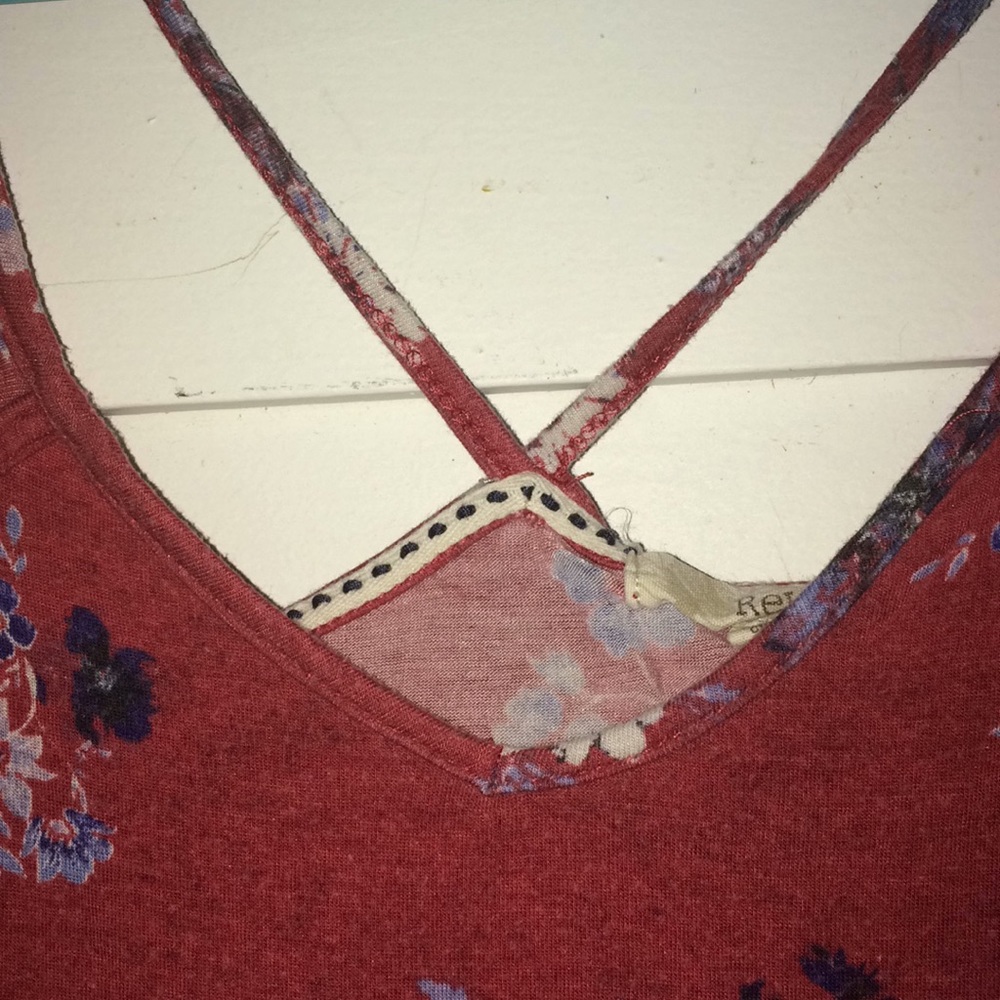 XL Rewind Pink Lace Floral Crisscross Back Shirt - Picture 4 of 5